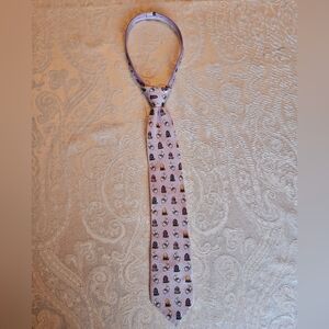Vintage Club Room Kids Mauve Easter Bunny Eggs Spring Zip Tie 100% Silk RARE